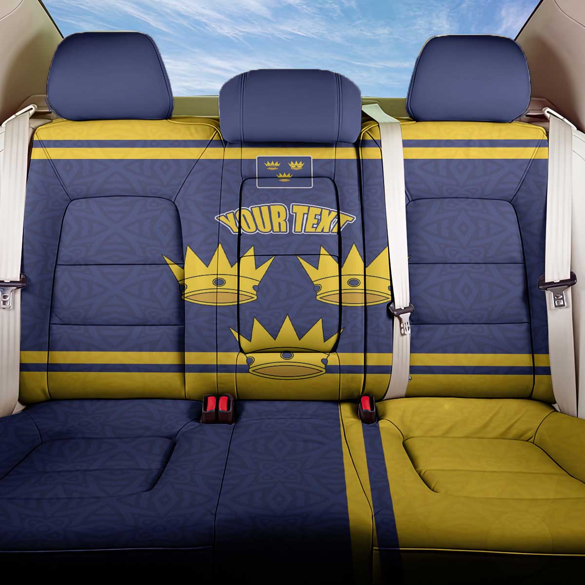 Personalized Ireland Munster Three Gold Crowns Back Car Seat Cover An Mhumhain Flag Three Gold Crowns