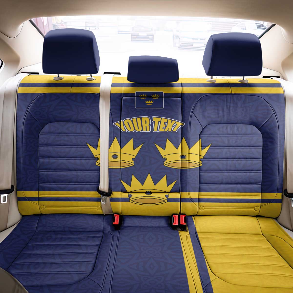 Personalized Ireland Munster Three Gold Crowns Back Car Seat Cover An Mhumhain Flag Three Gold Crowns