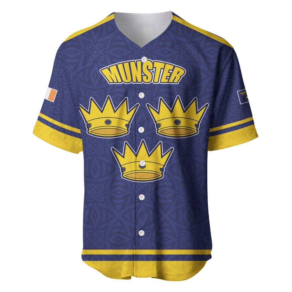 Personalized Ireland Munster Three Gold Crowns Baseball Jersey An Mhumhain Flag Three Gold Crowns
