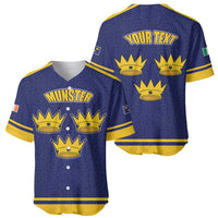 Personalized Ireland Munster Three Gold Crowns Baseball Jersey An Mhumhain Flag Three Gold Crowns