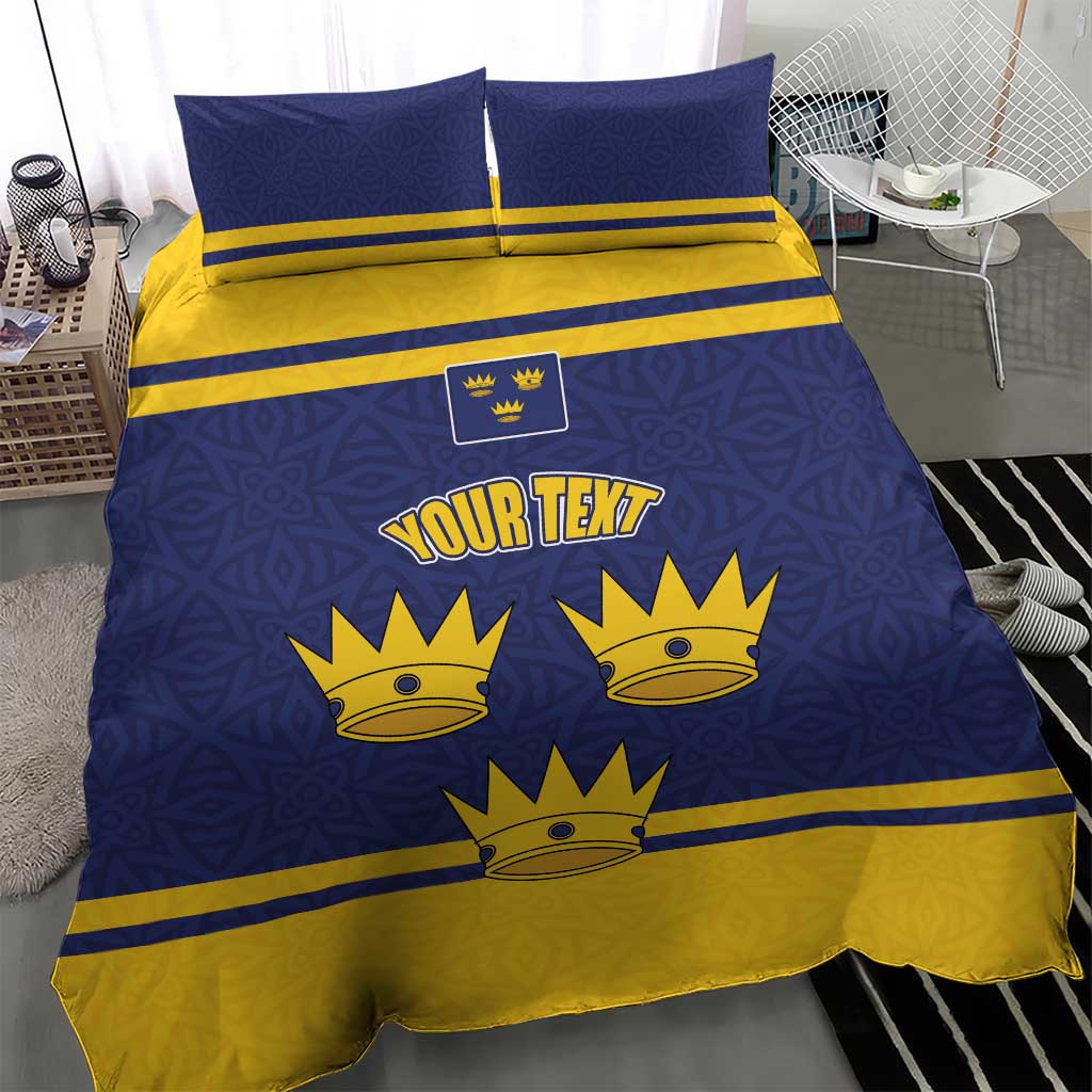 Personalized Ireland Munster Three Gold Crowns Bedding Set An Mhumhain Flag Three Gold Crowns