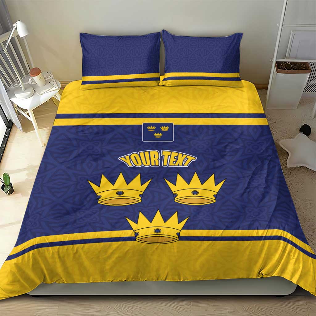 Personalized Ireland Munster Three Gold Crowns Bedding Set An Mhumhain Flag Three Gold Crowns