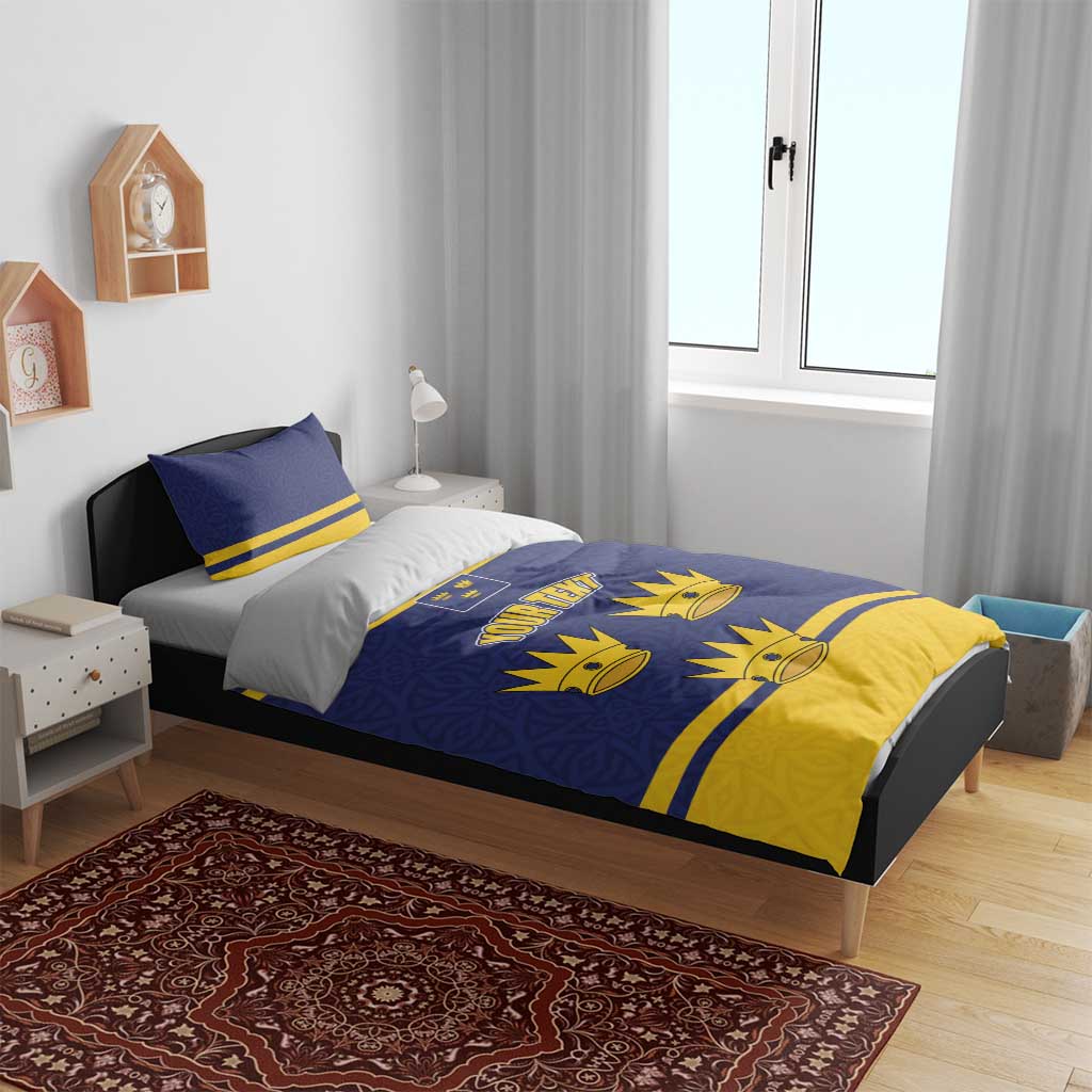Personalized Ireland Munster Three Gold Crowns Bedding Set An Mhumhain Flag Three Gold Crowns