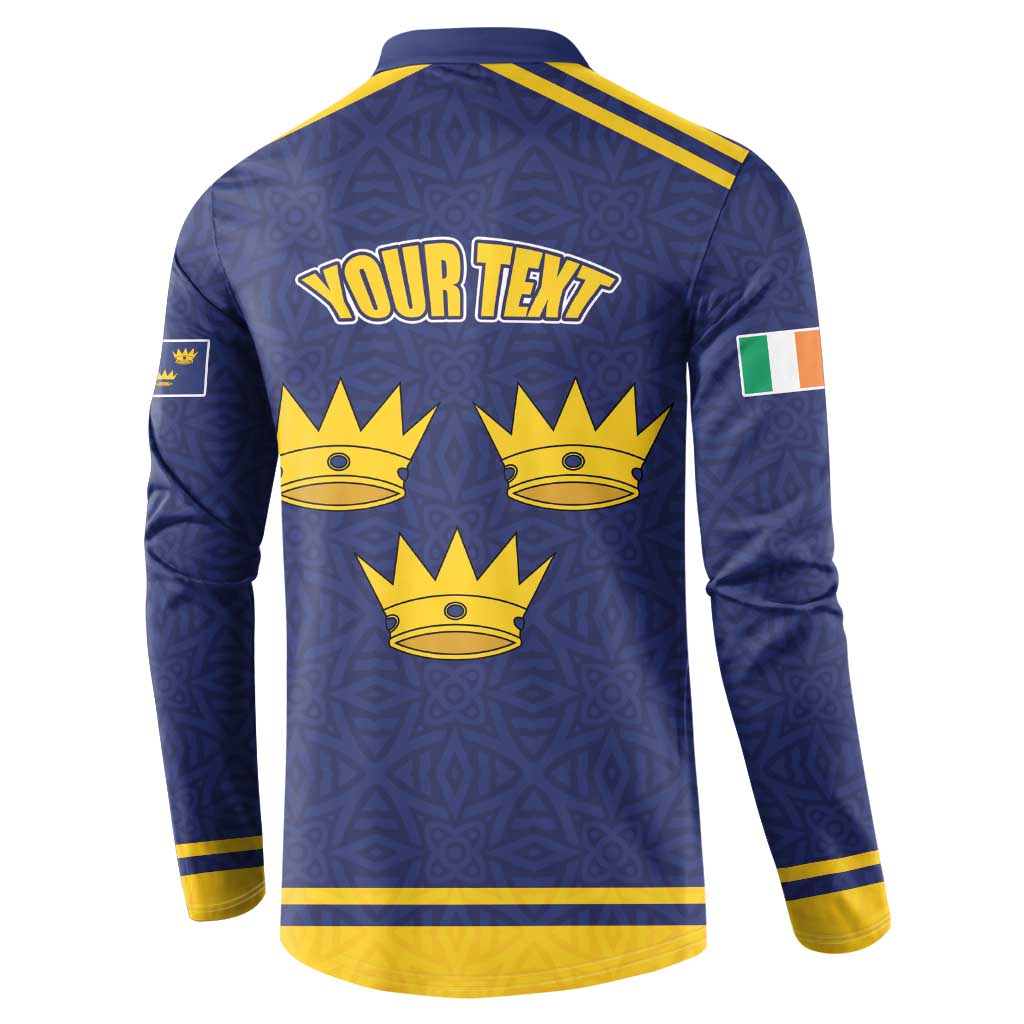 Personalized Ireland Munster Three Gold Crowns Button Sweatshirt An Mhumhain Flag Three Gold Crowns
