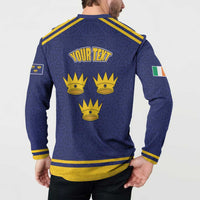 Personalized Ireland Munster Three Gold Crowns Button Sweatshirt An Mhumhain Flag Three Gold Crowns