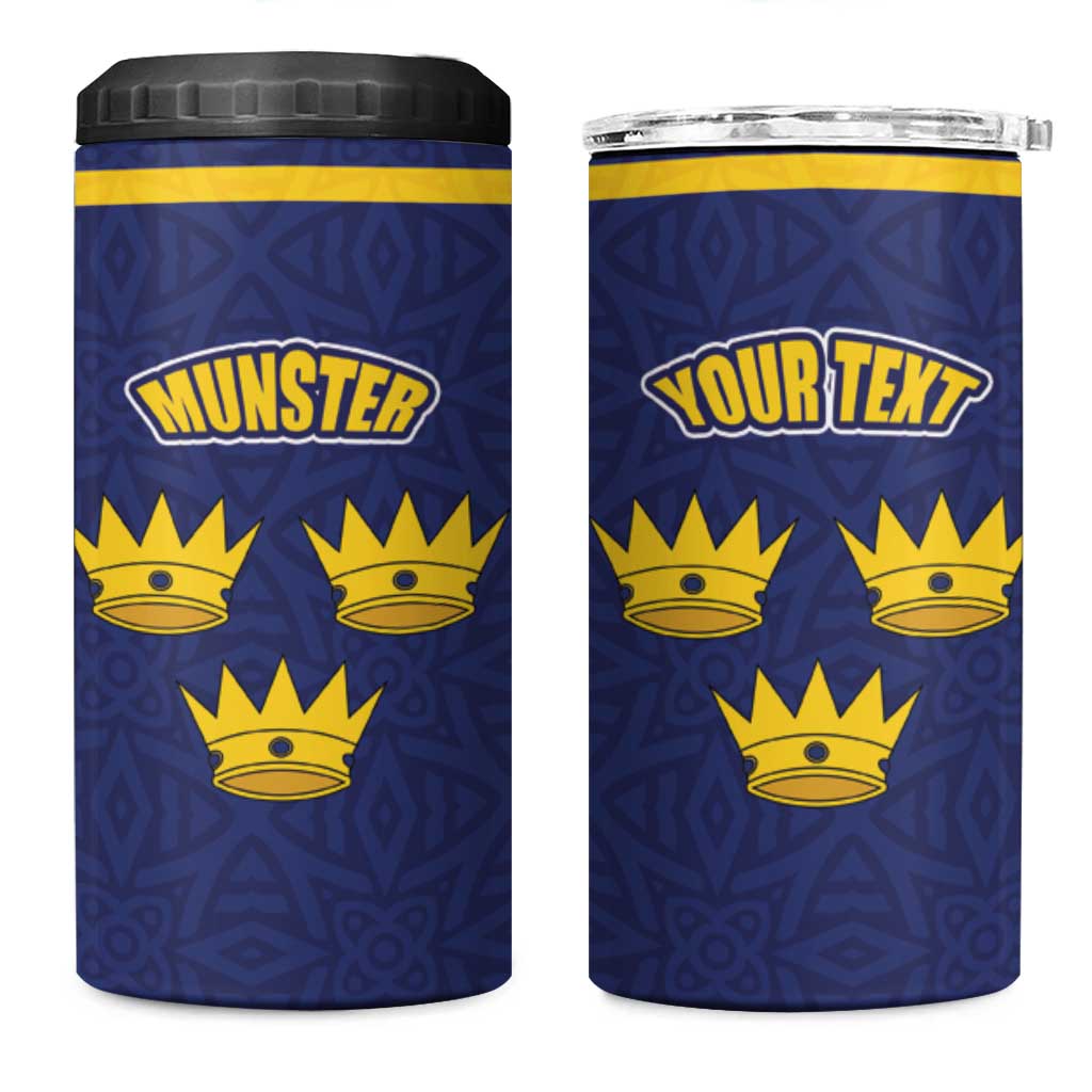 Personalized Ireland Munster Three Gold Crowns 4 in 1 Can Cooler Tumbler An Mhumhain Flag Three Gold Crowns