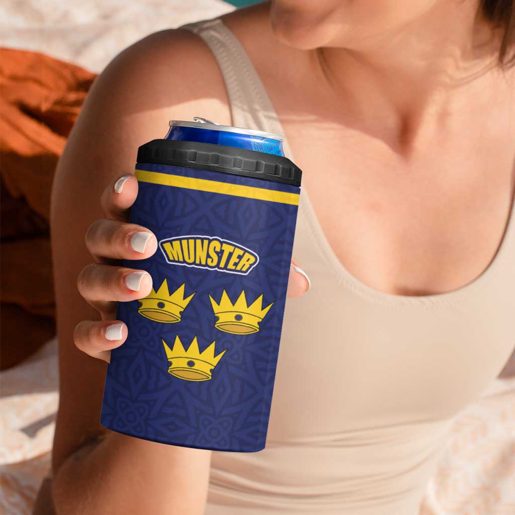 Personalized Ireland Munster Three Gold Crowns 4 in 1 Can Cooler Tumbler An Mhumhain Flag Three Gold Crowns