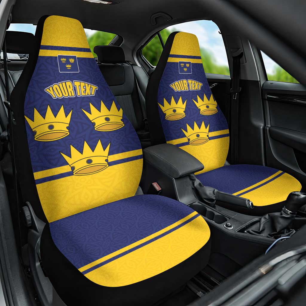 Personalized Ireland Munster Three Gold Crowns Car Seat Cover An Mhumhain Flag Three Gold Crowns