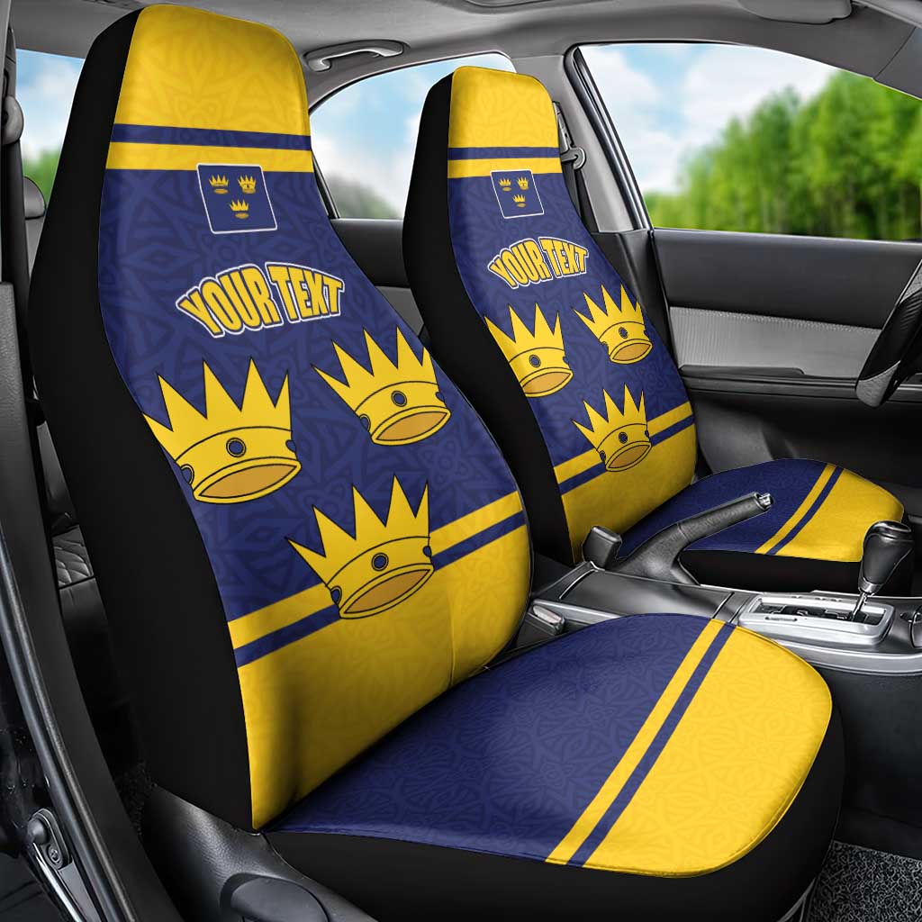 Personalized Ireland Munster Three Gold Crowns Car Seat Cover An Mhumhain Flag Three Gold Crowns