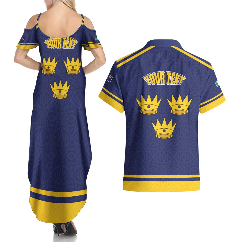 Personalized Ireland Munster Three Gold Crowns Couples Matching Summer Maxi Dress and Hawaiian Shirt An Mhumhain Flag Three Gold Crowns