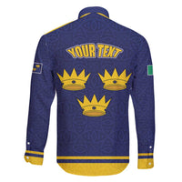 Personalized Ireland Munster Three Gold Crowns Family Matching Long Sleeve Bodycon Dress and Hawaiian Shirt An Mhumhain Flag Three Gold Crowns