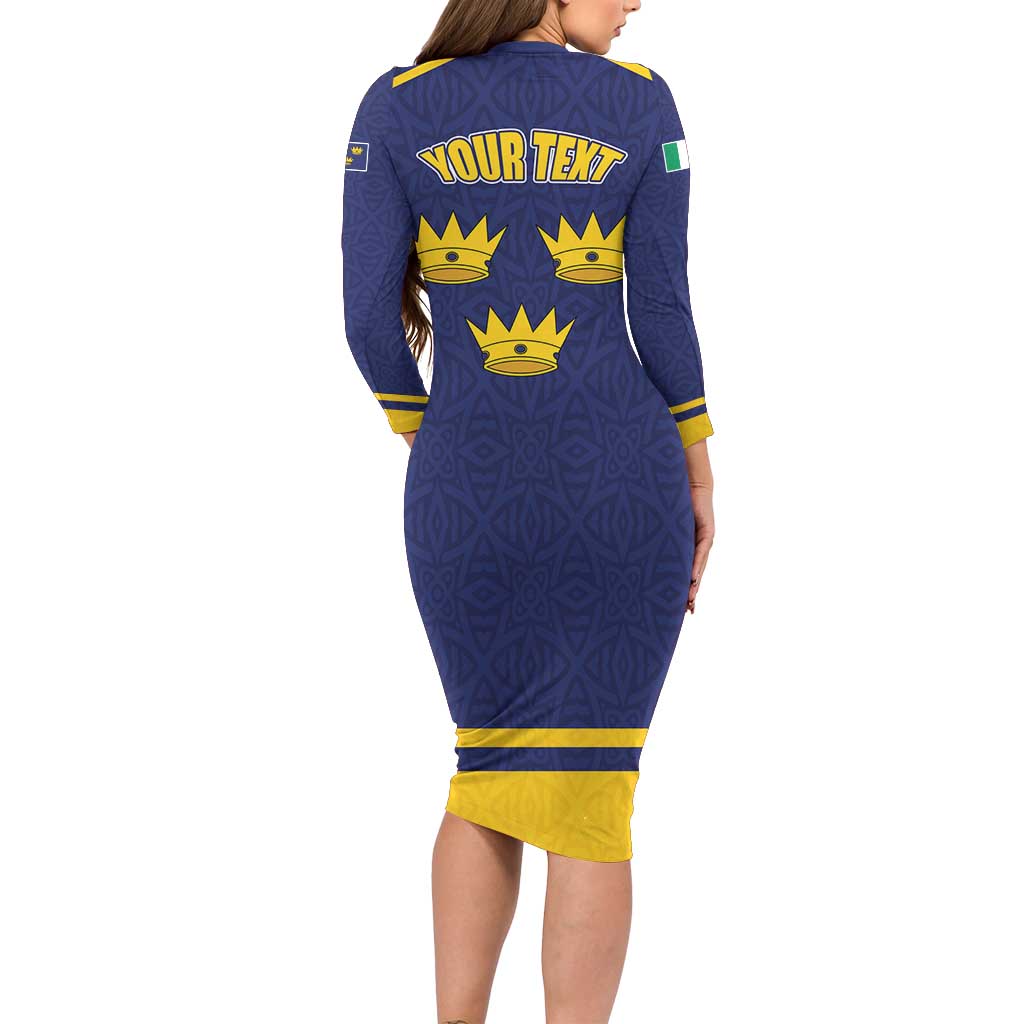 Personalized Ireland Munster Three Gold Crowns Family Matching Long Sleeve Bodycon Dress and Hawaiian Shirt An Mhumhain Flag Three Gold Crowns
