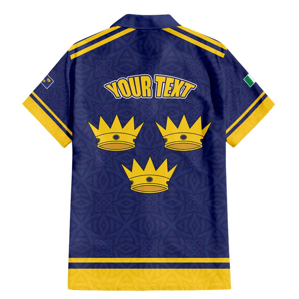 Personalized Ireland Munster Three Gold Crowns Family Matching Mermaid Dress and Hawaiian Shirt An Mhumhain Flag Three Gold Crowns