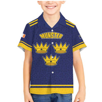 Personalized Ireland Munster Three Gold Crowns Family Matching Mermaid Dress and Hawaiian Shirt An Mhumhain Flag Three Gold Crowns