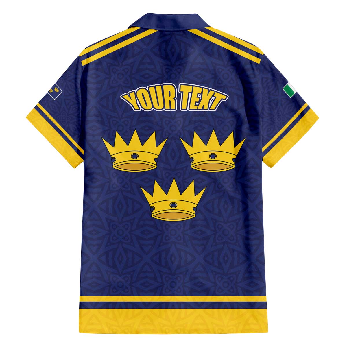 Personalized Ireland Munster Three Gold Crowns Family Matching Off The Shoulder Long Sleeve Dress and Hawaiian Shirt An Mhumhain Flag Three Gold Crowns