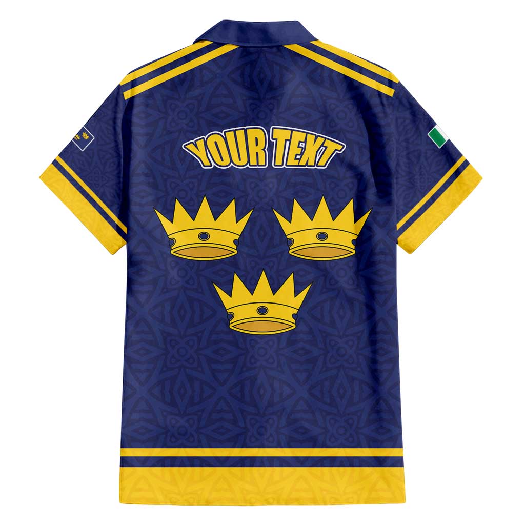 Personalized Ireland Munster Three Gold Crowns Family Matching Puletasi and Hawaiian Shirt An Mhumhain Flag Three Gold Crowns
