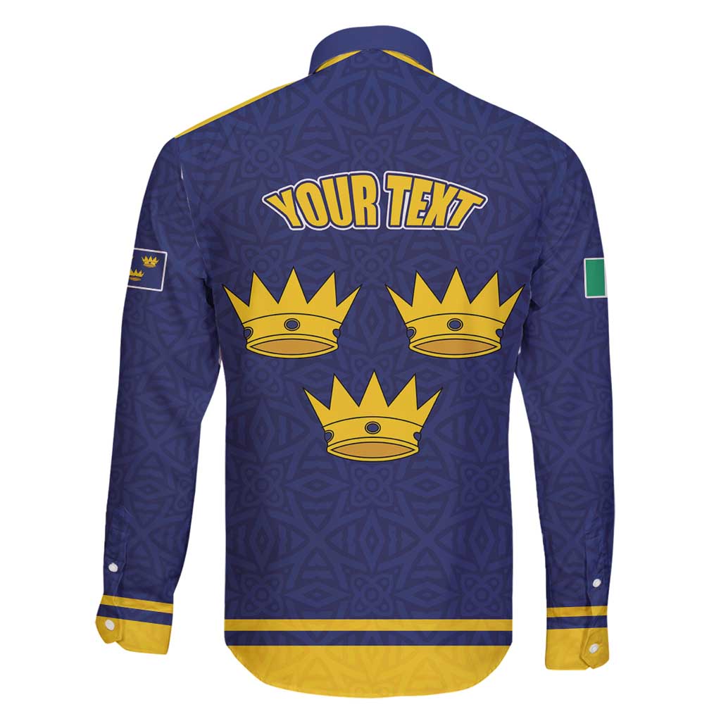 Personalized Ireland Munster Three Gold Crowns Family Matching Puletasi and Hawaiian Shirt An Mhumhain Flag Three Gold Crowns
