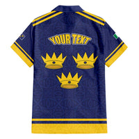 Personalized Ireland Munster Three Gold Crowns Family Matching Short Sleeve Bodycon Dress and Hawaiian Shirt An Mhumhain Flag Three Gold Crowns