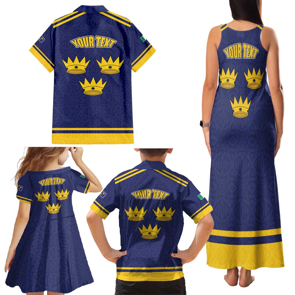 Personalized Ireland Munster Three Gold Crowns Family Matching Tank Maxi Dress and Hawaiian Shirt An Mhumhain Flag Three Gold Crowns