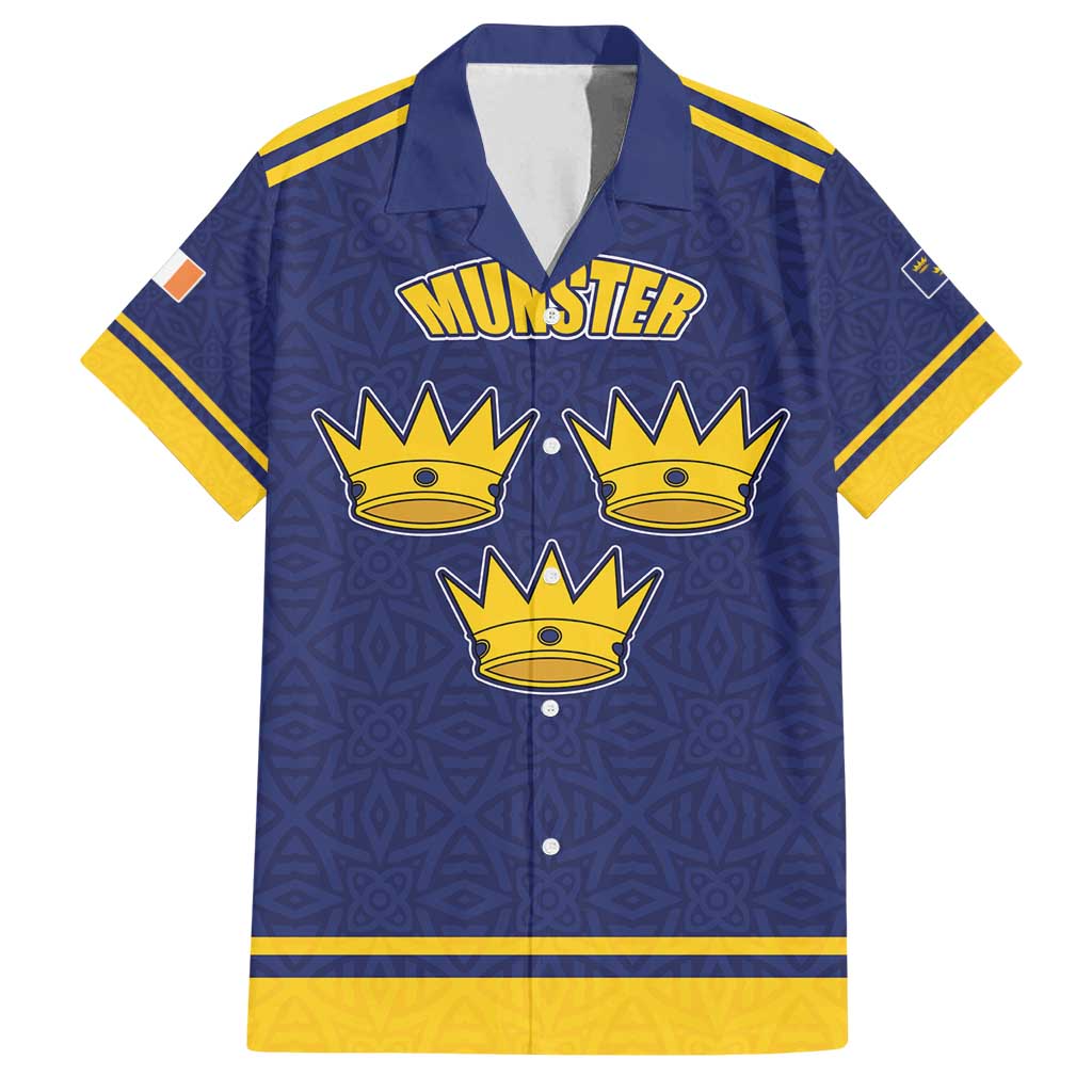 Personalized Ireland Munster Three Gold Crowns Family Matching Tank Maxi Dress and Hawaiian Shirt An Mhumhain Flag Three Gold Crowns