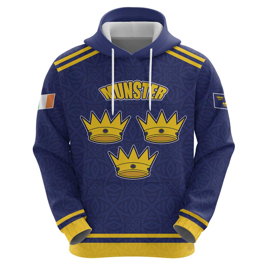 Personalized Ireland Munster Three Gold Crowns Hoodie An Mhumhain Flag Three Gold Crowns