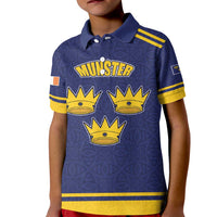 Personalized Ireland Munster Three Gold Crowns Kid Polo Shirt An Mhumhain Flag Three Gold Crowns