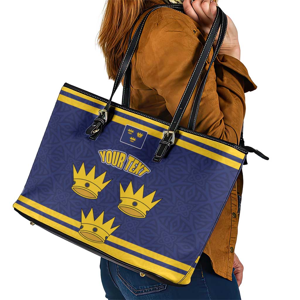 Personalized Ireland Munster Three Gold Crowns Leather Tote Bag An Mhumhain Flag Three Gold Crowns