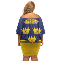 Personalized Ireland Munster Three Gold Crowns Off Shoulder Short Dress An Mhumhain Flag Three Gold Crowns