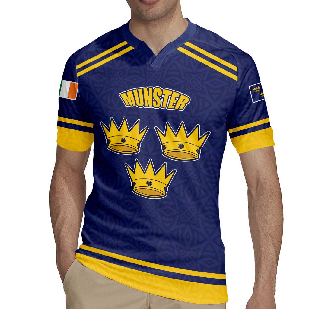 Personalized Ireland Munster Three Gold Crowns Rugby Jersey An Mhumhain Flag Three Gold Crowns