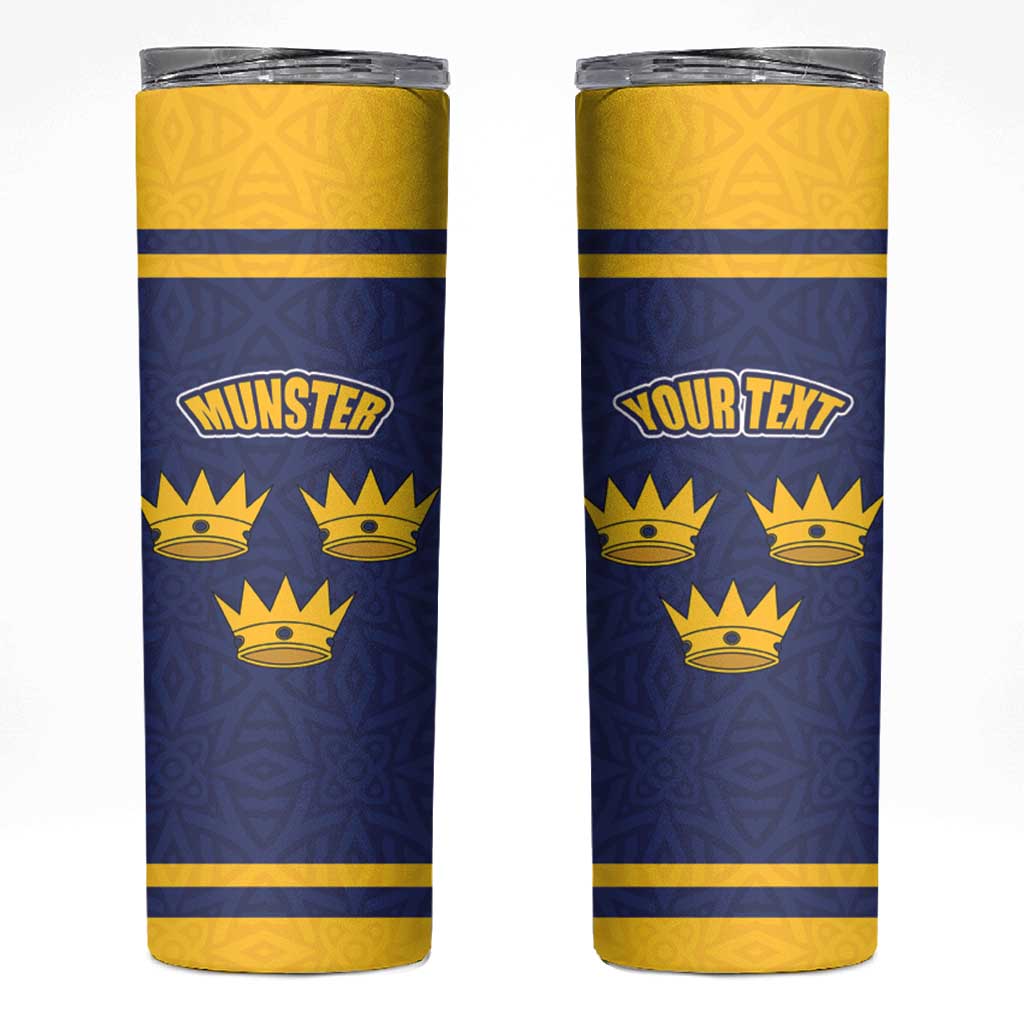 Personalized Ireland Munster Three Gold Crowns Skinny Tumbler An Mhumhain Flag Three Gold Crowns