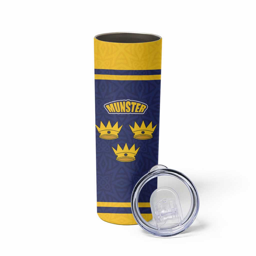 Personalized Ireland Munster Three Gold Crowns Skinny Tumbler An Mhumhain Flag Three Gold Crowns