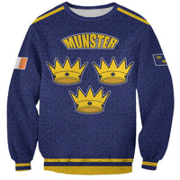 Personalized Ireland Munster Three Gold Crowns Sweatshirt An Mhumhain Flag Three Gold Crowns