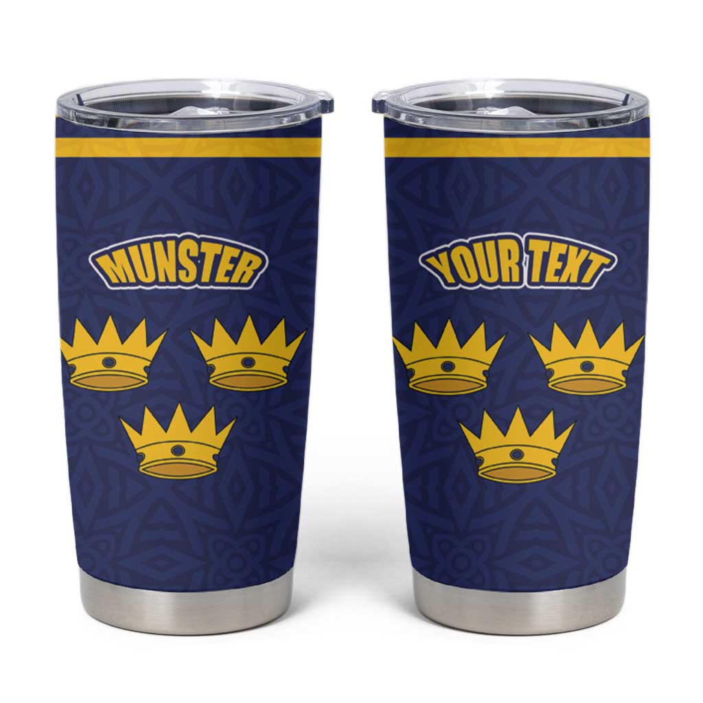 Personalized Ireland Munster Three Gold Crowns Tumbler Cup An Mhumhain Flag Three Gold Crowns
