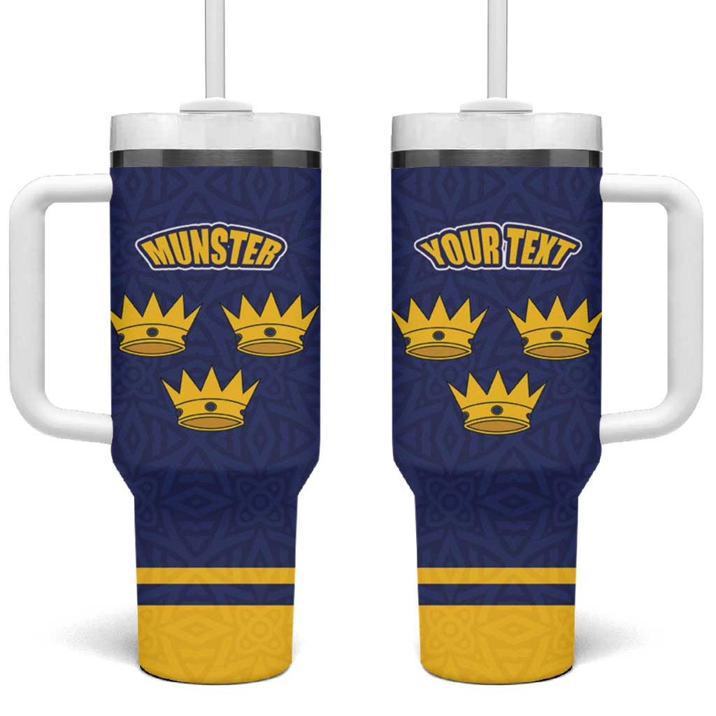 Personalized Ireland Munster Three Gold Crowns Tumbler With Handle An Mhumhain Flag Three Gold Crowns
