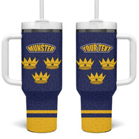 Personalized Ireland Munster Three Gold Crowns Tumbler With Handle An Mhumhain Flag Three Gold Crowns