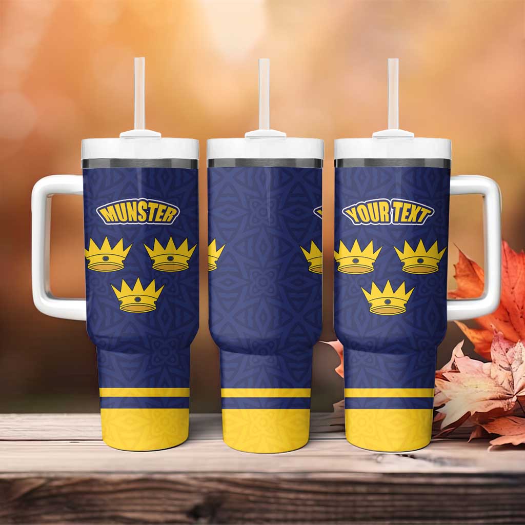 Personalized Ireland Munster Three Gold Crowns Tumbler With Handle An Mhumhain Flag Three Gold Crowns