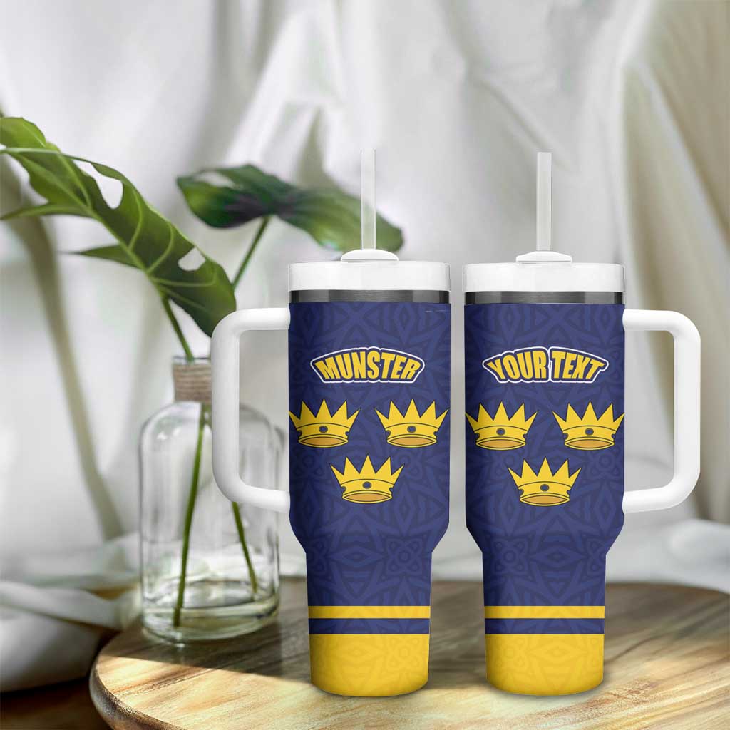 Personalized Ireland Munster Three Gold Crowns Tumbler With Handle An Mhumhain Flag Three Gold Crowns