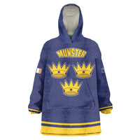 Personalized Ireland Munster Three Gold Crowns Wearable Blanket Hoodie An Mhumhain Flag Three Gold Crowns