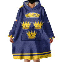 Personalized Ireland Munster Three Gold Crowns Wearable Blanket Hoodie An Mhumhain Flag Three Gold Crowns