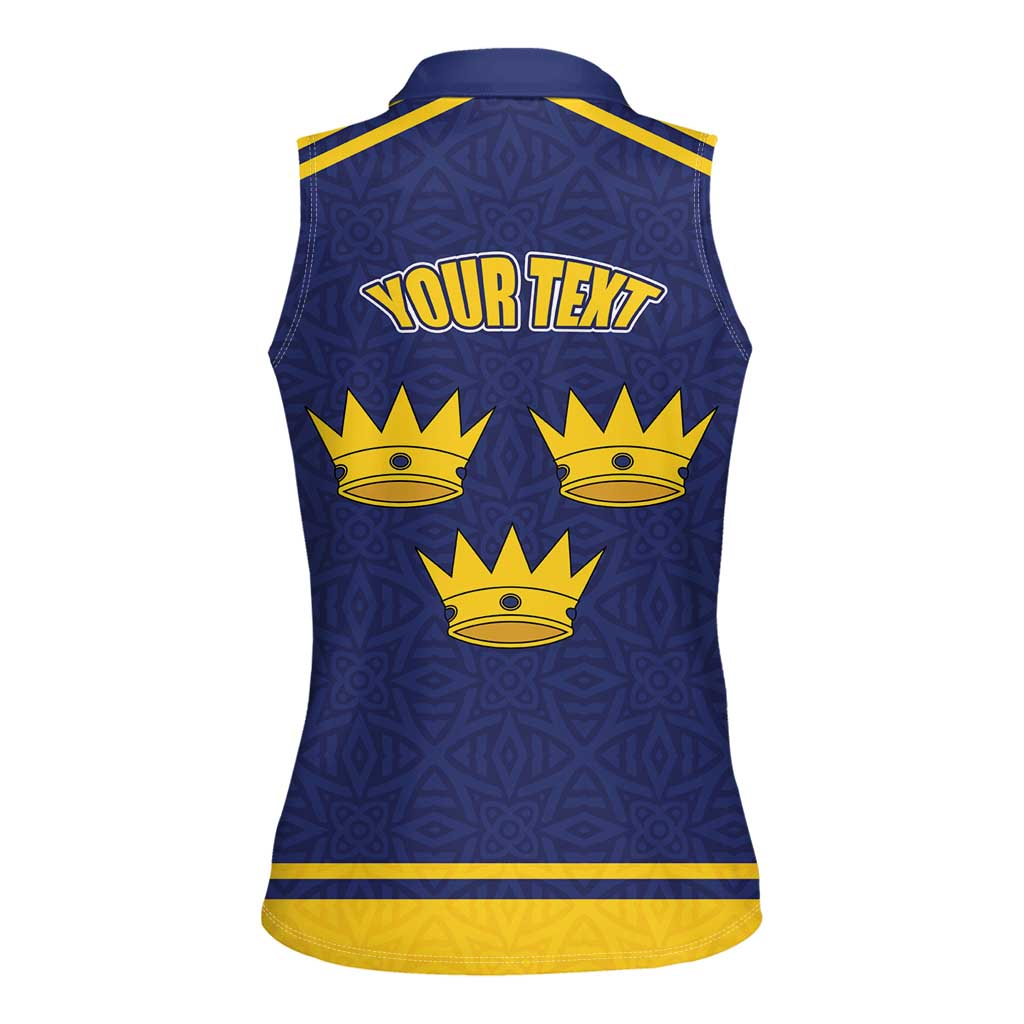 Personalized Ireland Munster Three Gold Crowns Women Sleeveless Polo Shirt An Mhumhain Flag Three Gold Crowns