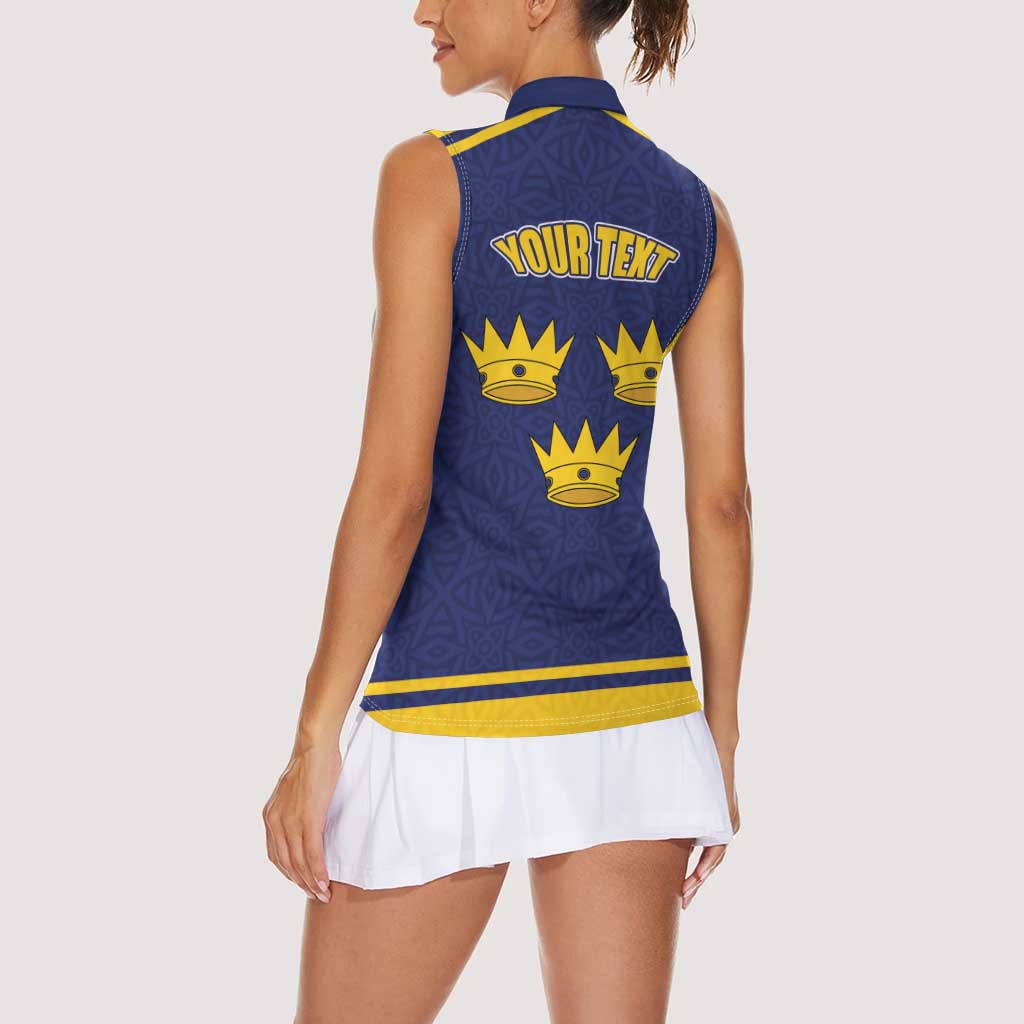 Personalized Ireland Munster Three Gold Crowns Women Sleeveless Polo Shirt An Mhumhain Flag Three Gold Crowns