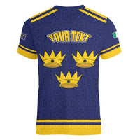 Personalized Ireland Munster Three Gold Crowns Women V-Neck T-Shirt An Mhumhain Flag Three Gold Crowns