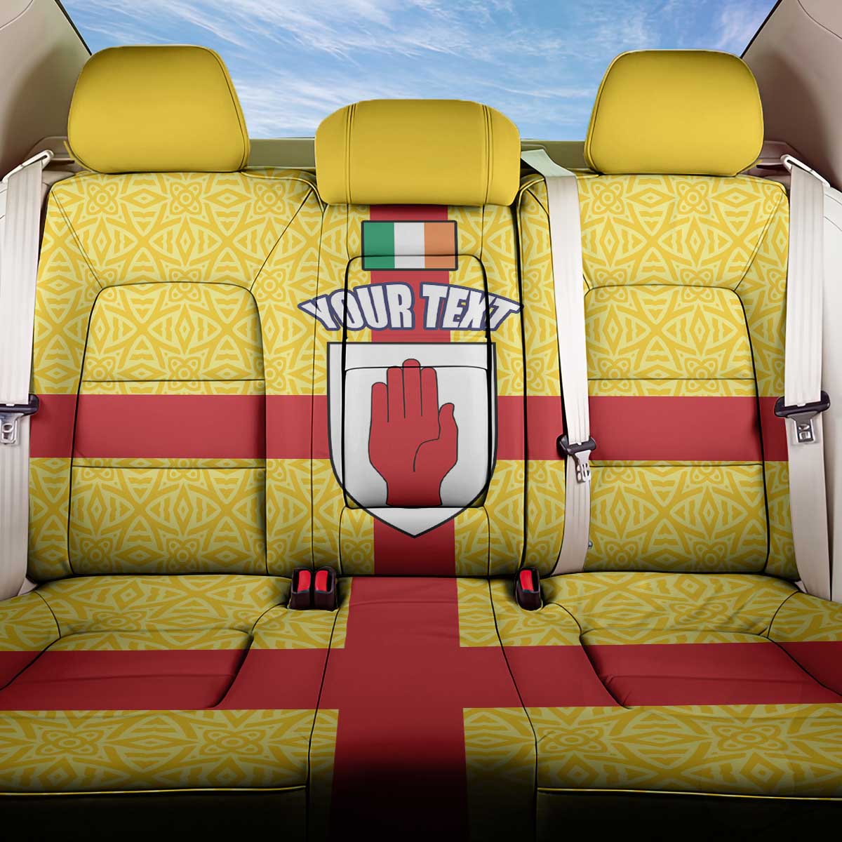 Personalized Ireland Ulster Back Car Seat Cover Ulaidh Flag With Celtic Patern