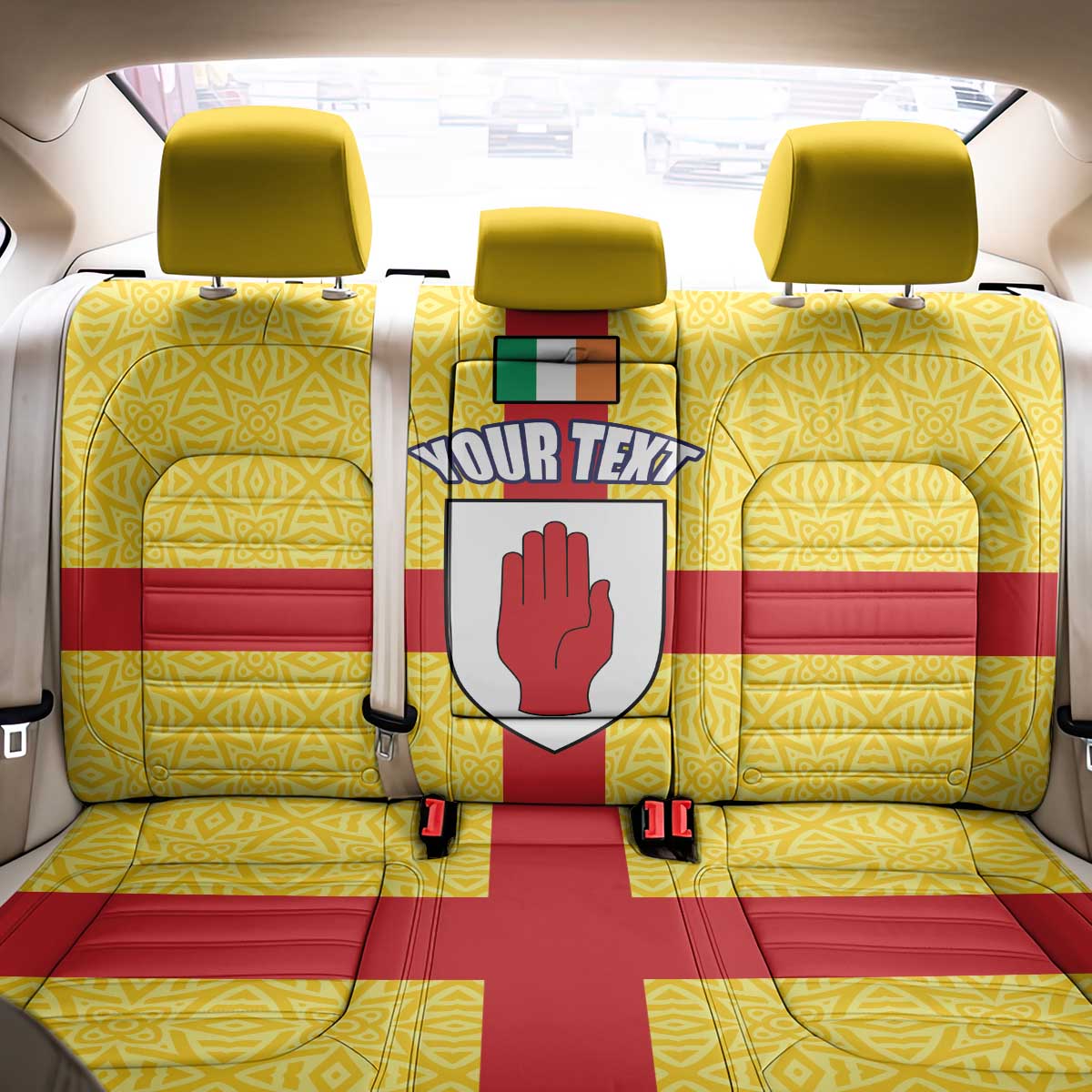 Personalized Ireland Ulster Back Car Seat Cover Ulaidh Flag With Celtic Patern