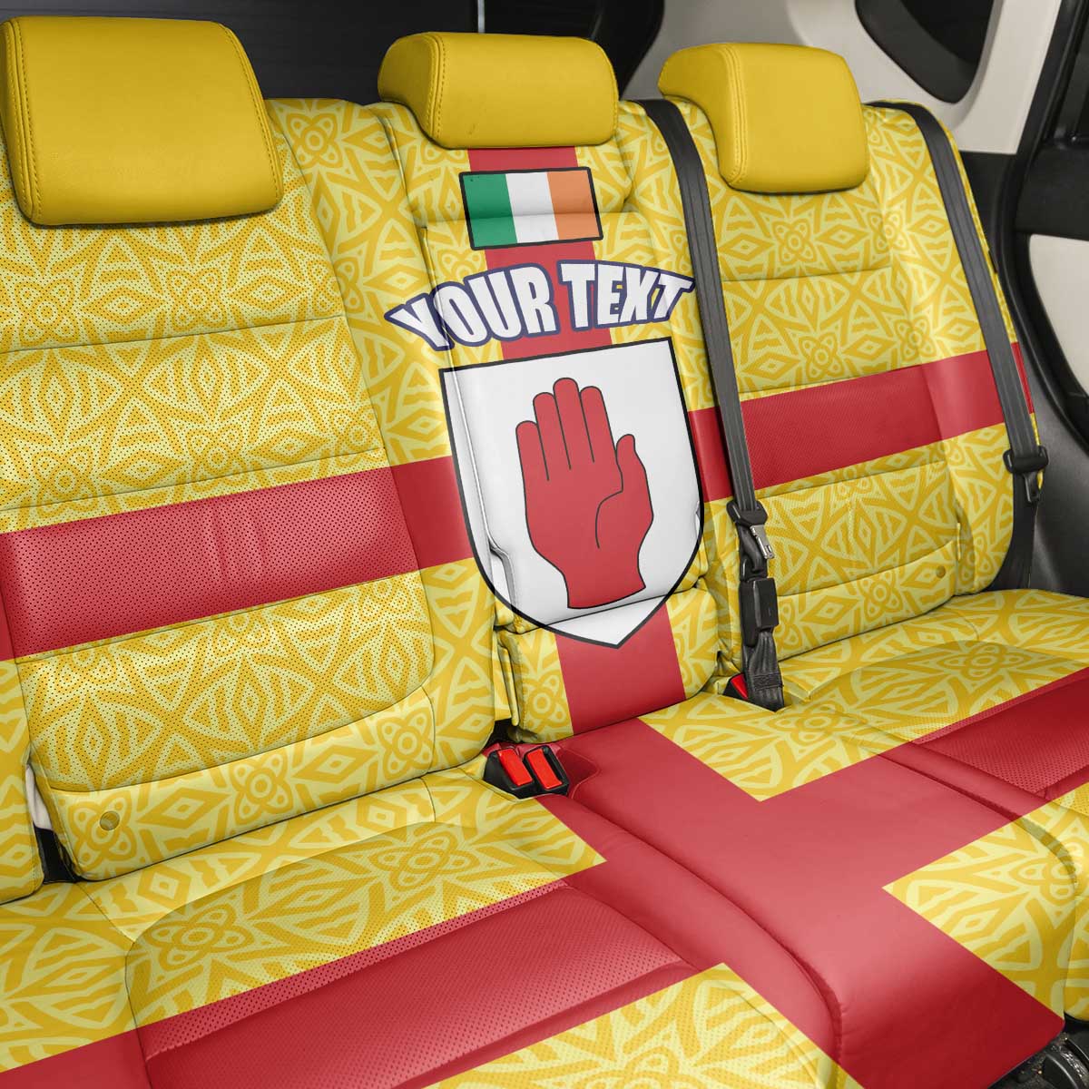Personalized Ireland Ulster Back Car Seat Cover Ulaidh Flag With Celtic Patern