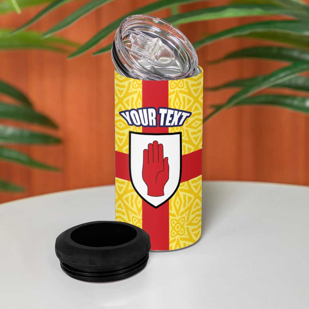 Personalized Ireland Ulster 4 in 1 Can Cooler Tumbler Ulaidh Flag With Celtic Patern
