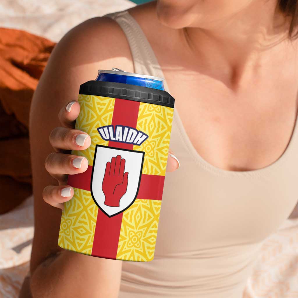 Personalized Ireland Ulster 4 in 1 Can Cooler Tumbler Ulaidh Flag With Celtic Patern