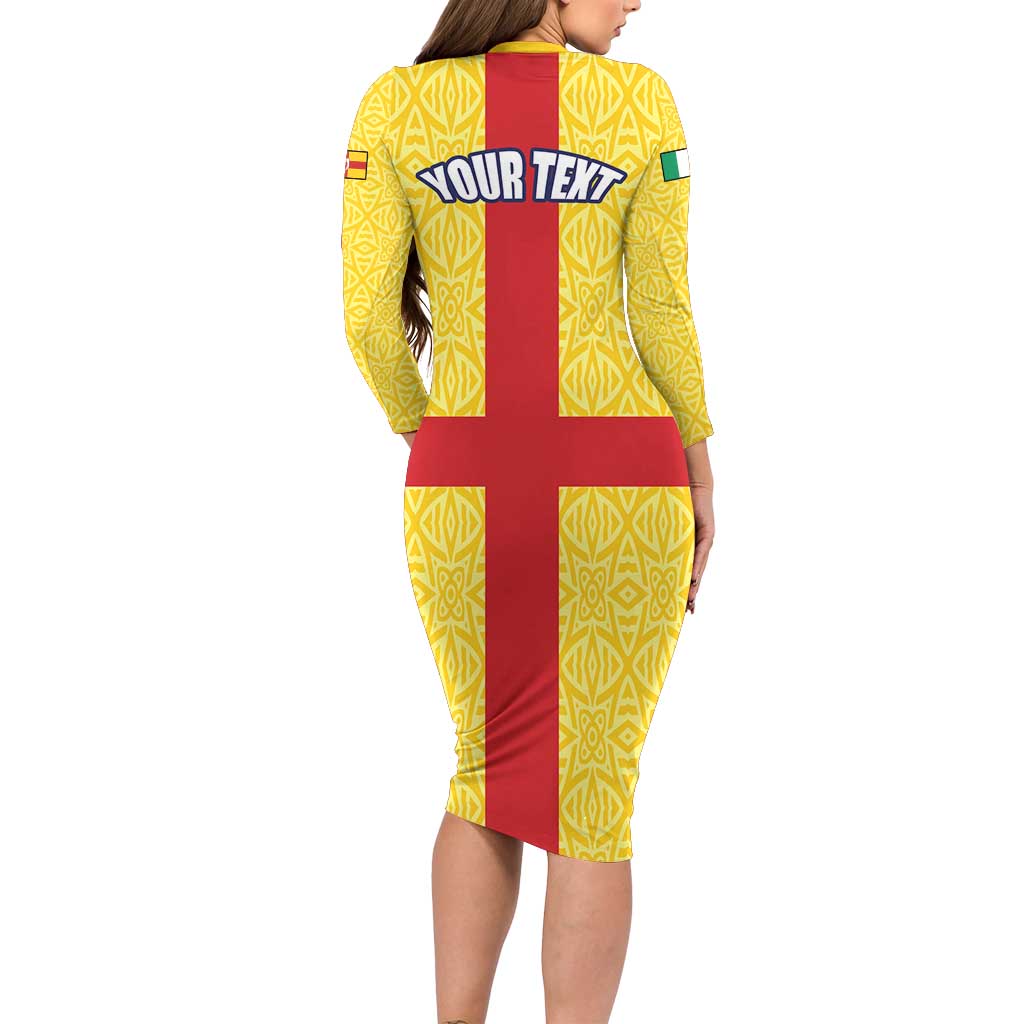 Personalized Ireland Ulster Family Matching Long Sleeve Bodycon Dress and Hawaiian Shirt Ulaidh Flag With Celtic Patern