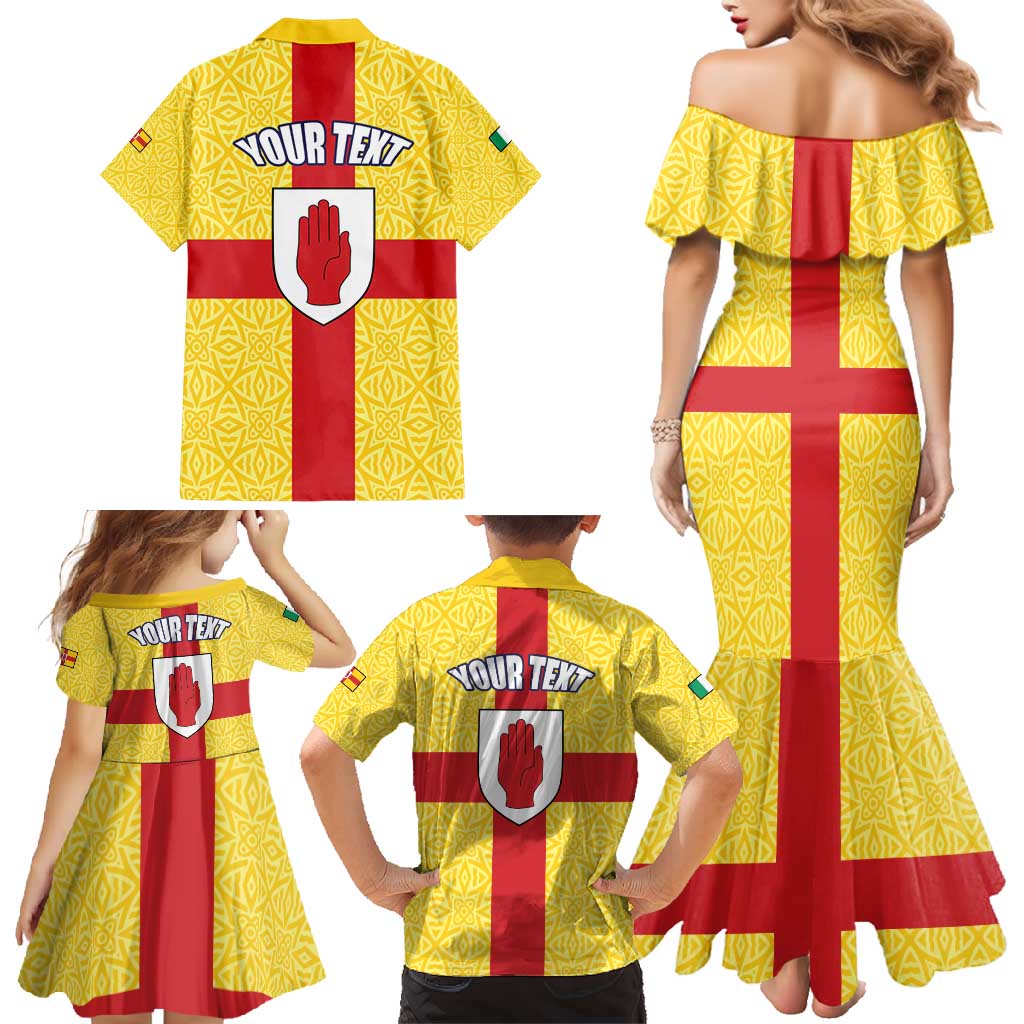 Personalized Ireland Ulster Family Matching Mermaid Dress and Hawaiian Shirt Ulaidh Flag With Celtic Patern