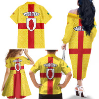 Personalized Ireland Ulster Family Matching Off The Shoulder Long Sleeve Dress and Hawaiian Shirt Ulaidh Flag With Celtic Patern